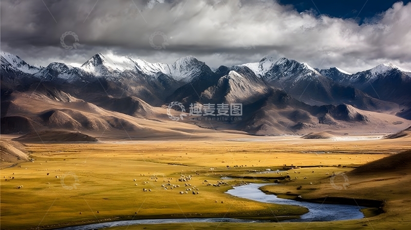 高清大图下载【趣麦麦图】雪山草原风光摄影图片