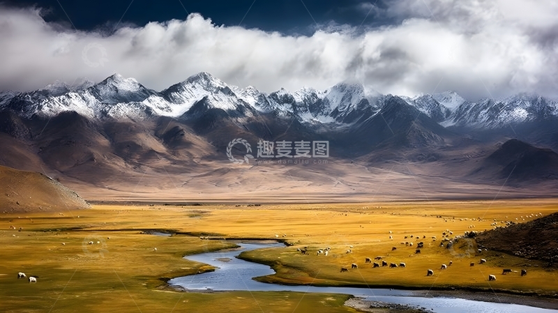 高清大图下载【趣麦麦图】雪山草原风光摄影自然风光