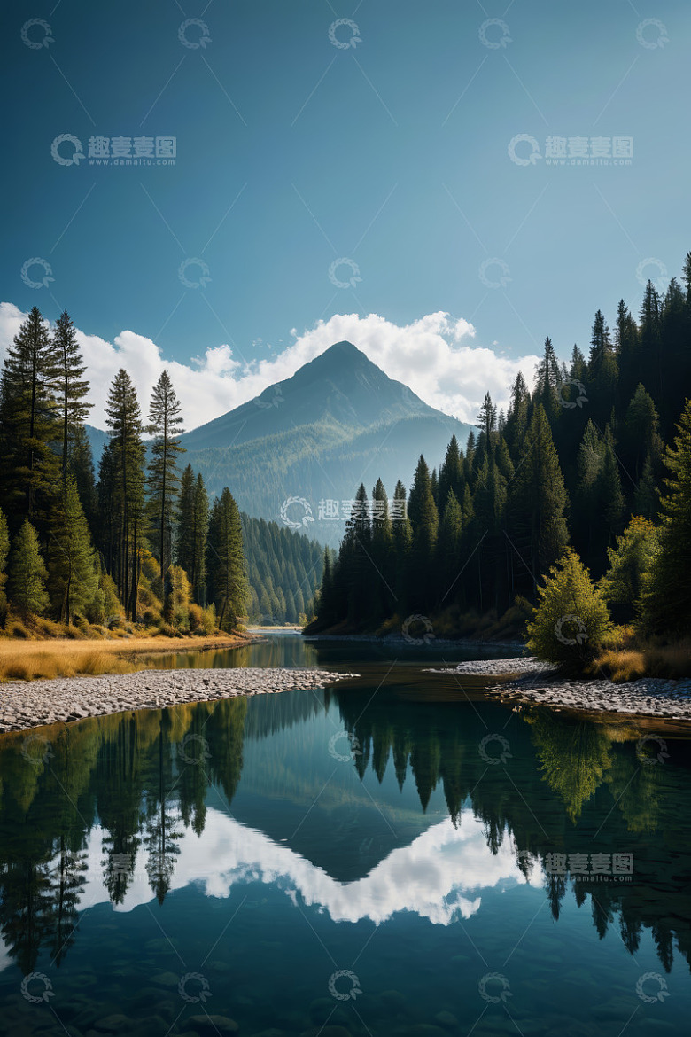 山林间宁静的河流景观