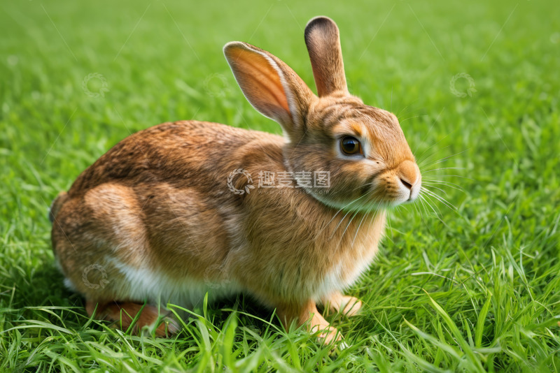 高清大图下载【趣麦麦图】草地上的棕色兔子