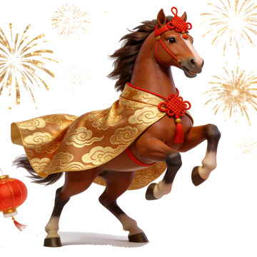 喜庆中国风马年插画新春