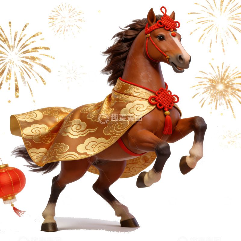 高清大图下载【趣麦麦图】喜庆中国风马年插画新春