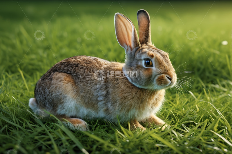 高清大图下载【趣麦麦图】草地上的兔子特写