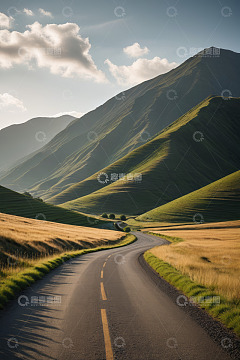 山间蜿蜒道路自然风光