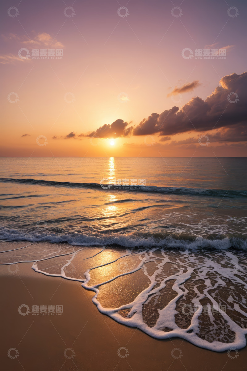 高清大图下载【趣麦麦图】海滩日落海洋风景