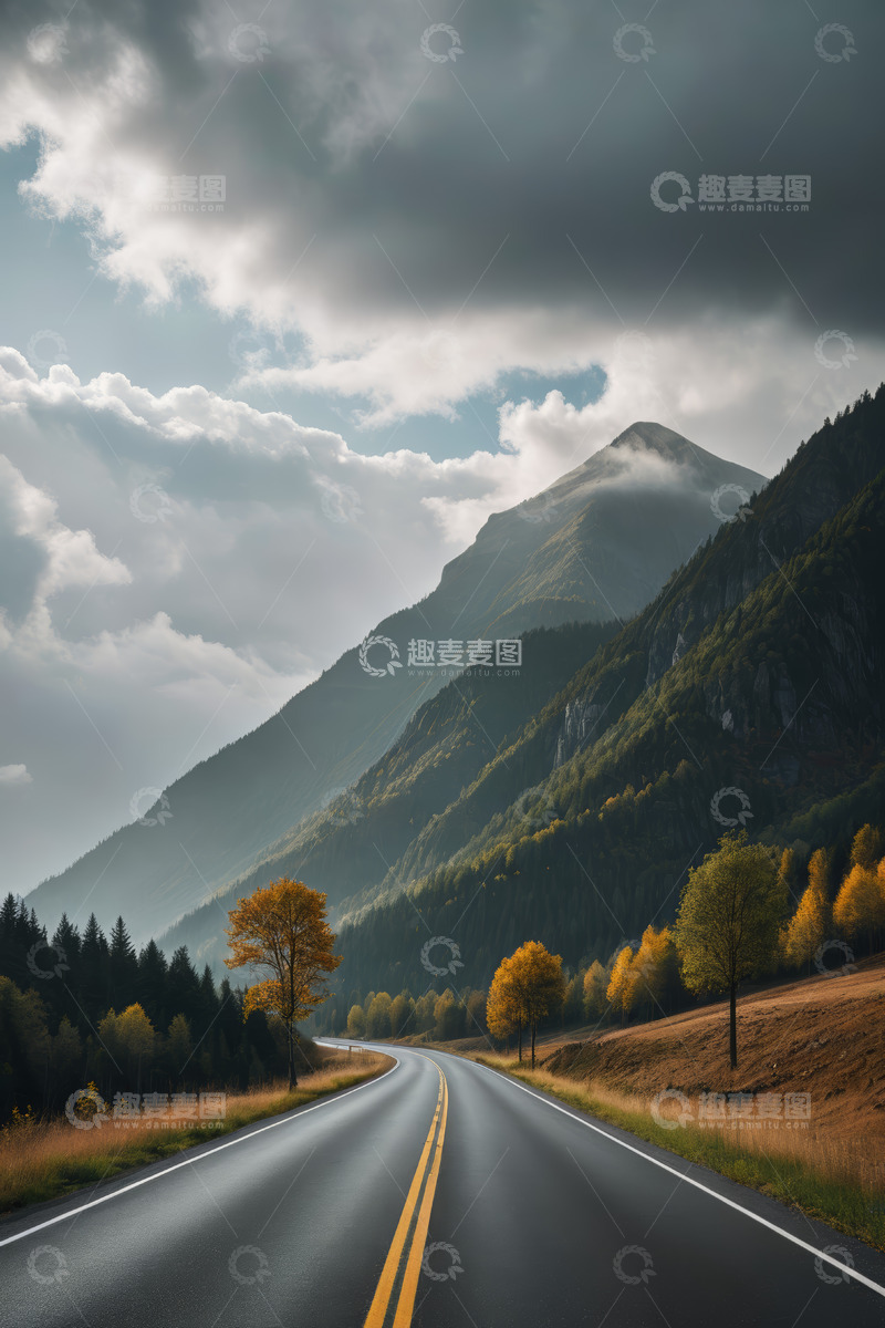 高清大图下载【趣麦麦图】山间公路秋日风景