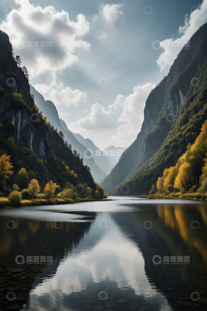 高清大图下载【趣麦麦图】山谷湖泊自然风光