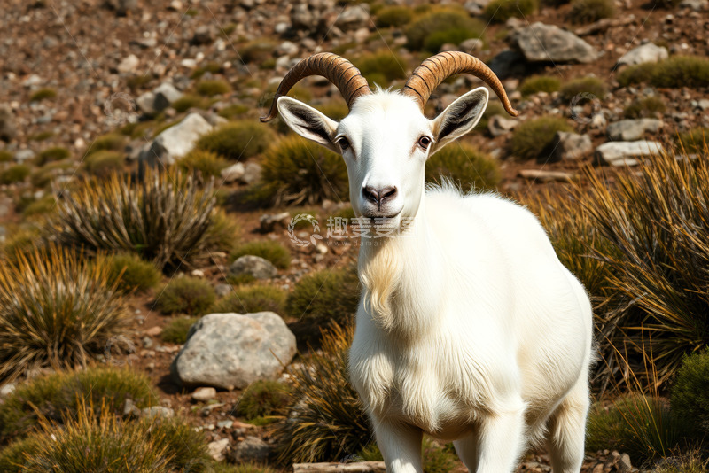 高清大图下载【趣麦麦图】户外站立的白色山羊