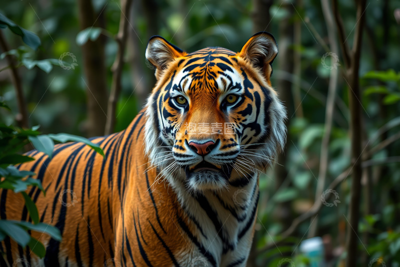 高清大图下载【趣麦麦图】森林中的老虎特写
