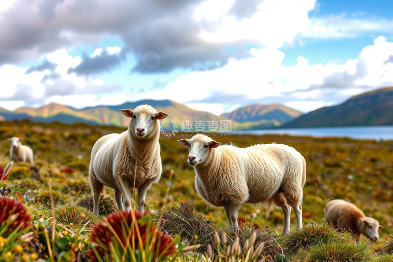 高清大图下载【趣麦麦图】草原上的羊群和自然风光