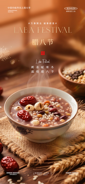 温馨腊八节五谷粥宣传海报