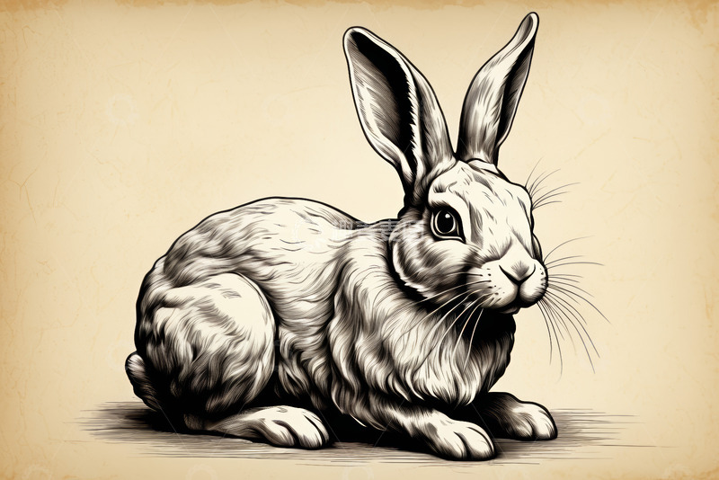 高清大图下载【趣麦麦图】复古风格插画兔子