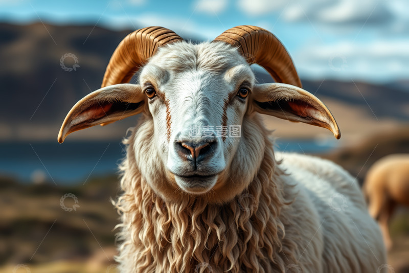 高清大图下载【趣麦麦图】长角绵羊特写