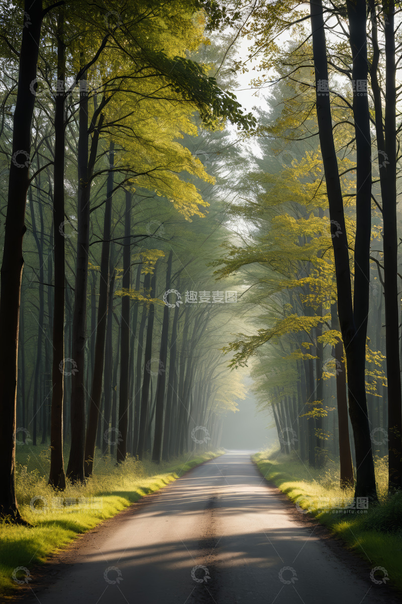 高清大图下载【趣麦麦图】林间公路自然风光