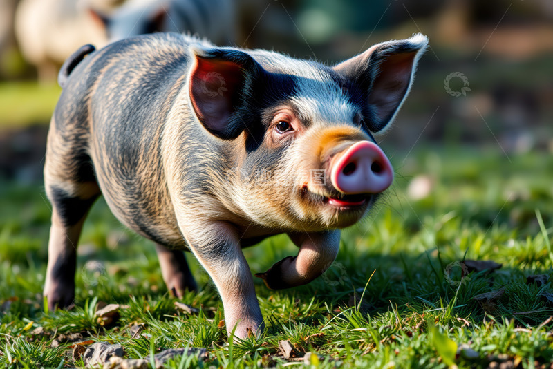 高清大图下载【趣麦麦图】草地上奔跑的小猪
