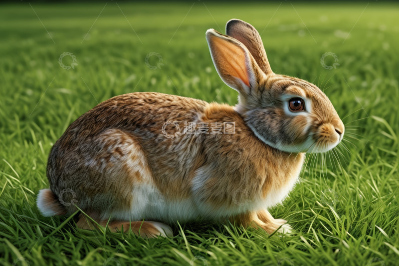 高清大图下载【趣麦麦图】草地上的棕色兔子
