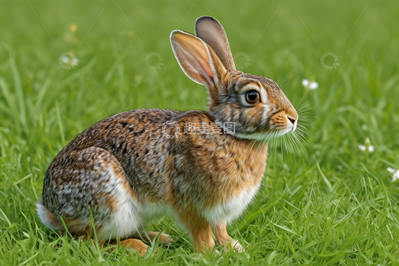 高清大图下载【趣麦麦图】草地上的兔子特写