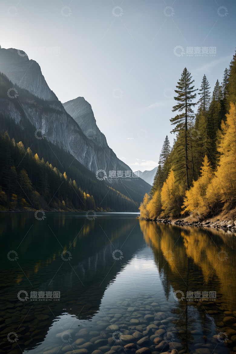 山林间宁静湖泊景致