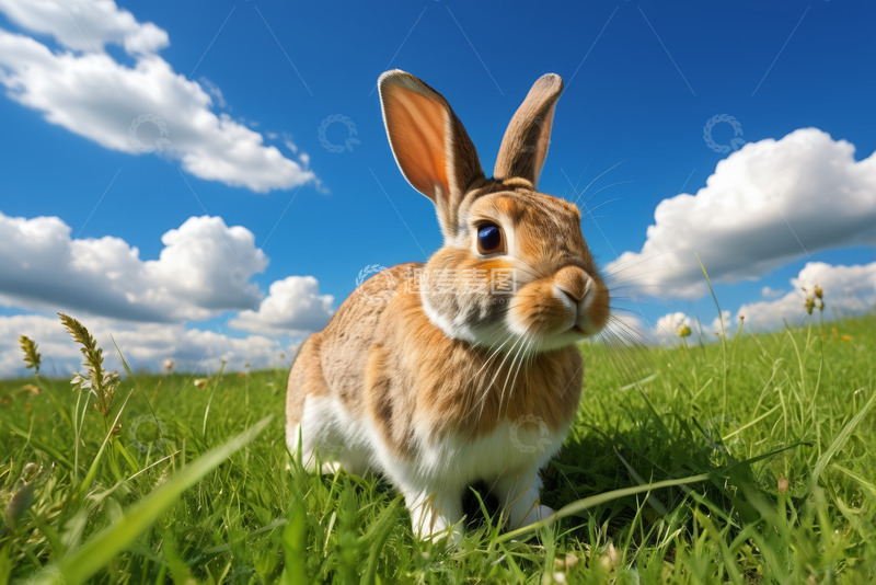 高清大图下载【趣麦麦图】草地上的兔子特写