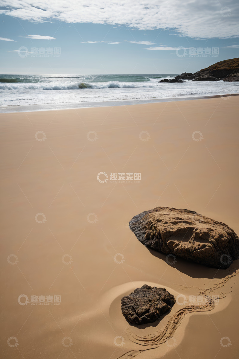 高清大图下载【趣麦麦图】海滩上的岩石与海浪景观