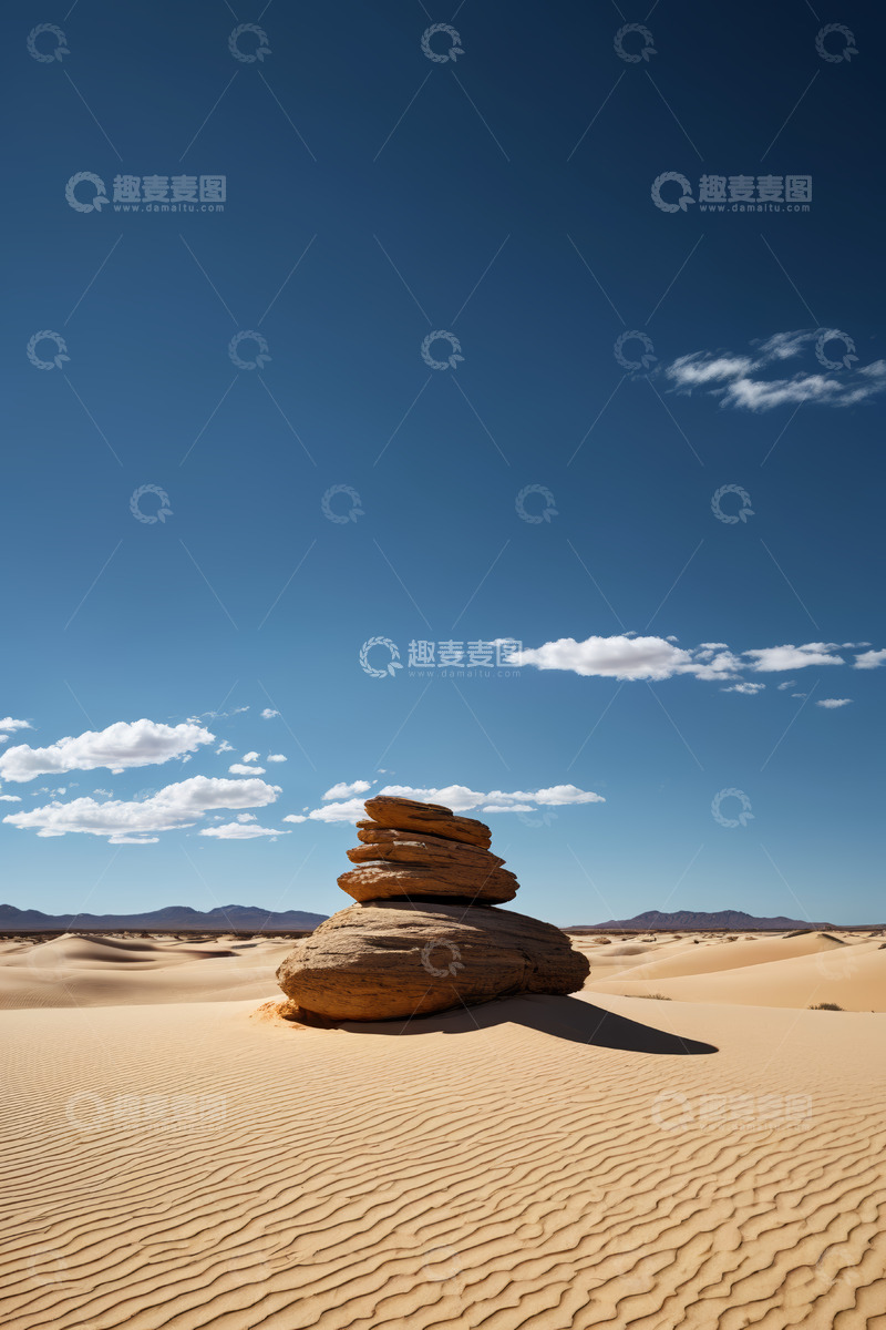 高清大图下载【趣麦麦图】沙漠中堆叠的岩石景观