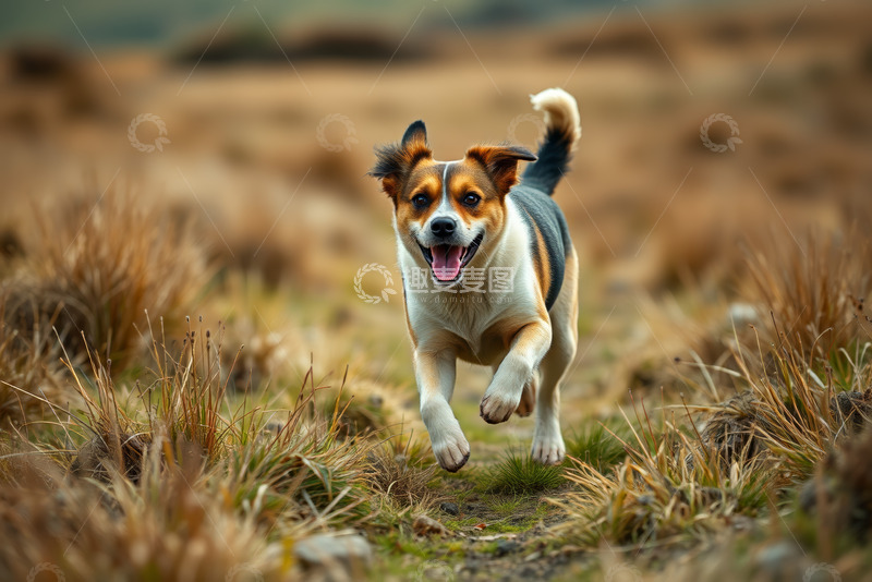 高清大图下载【趣麦麦图】户外奔跑的小狗