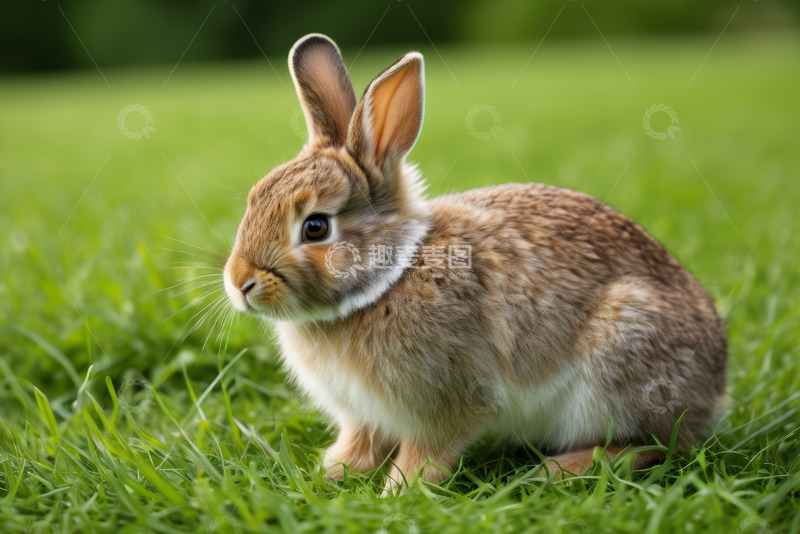 高清大图下载【趣麦麦图】草地上的可爱兔子特写