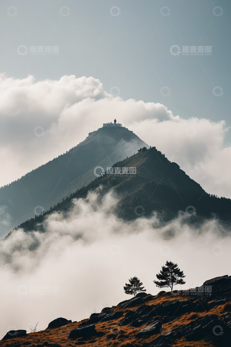 高清大图下载【趣麦麦图】云雾缭绕的山峰风景
