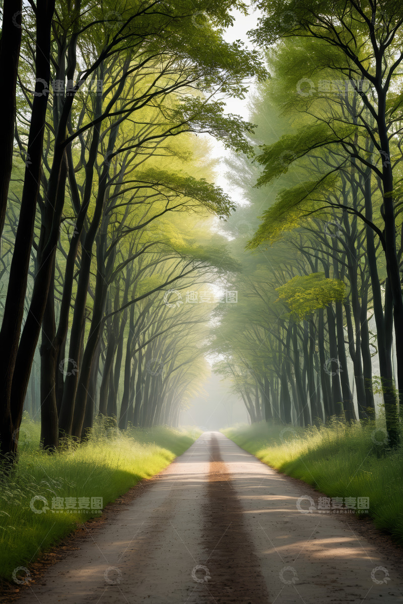 高清大图下载【趣麦麦图】林间道路自然风光
