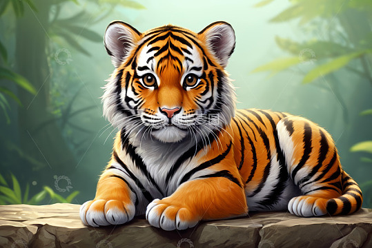 丛林中趴卧的老虎