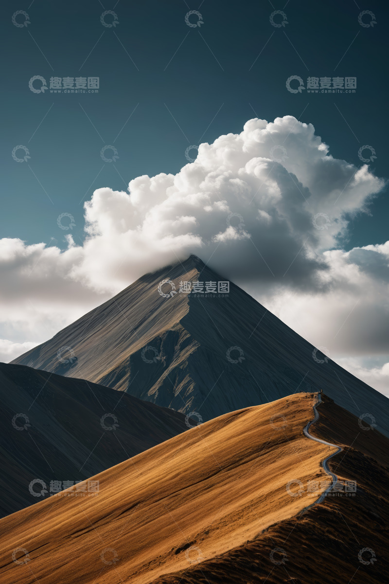 高清大图下载【趣麦麦图】山间公路与巍峨山峰景观