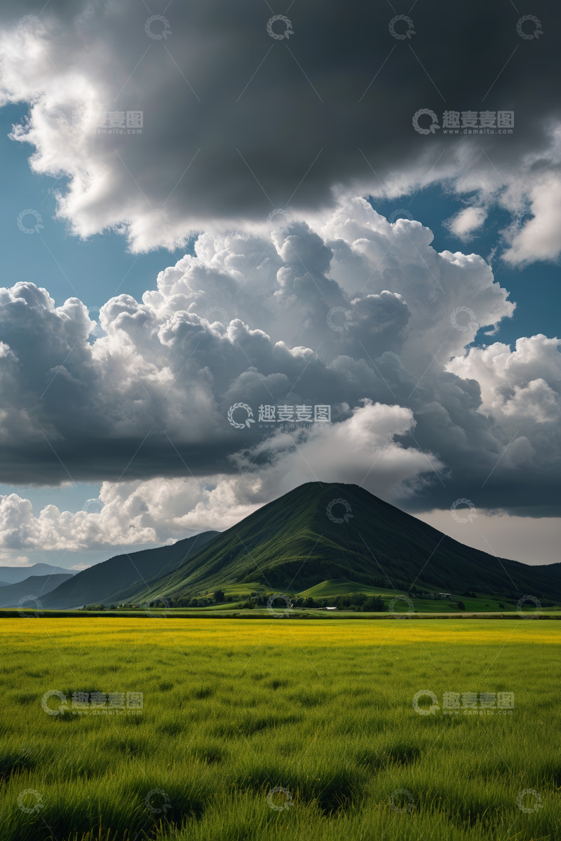 高清大图下载【趣麦麦图】草原山丘与天空壮丽景观