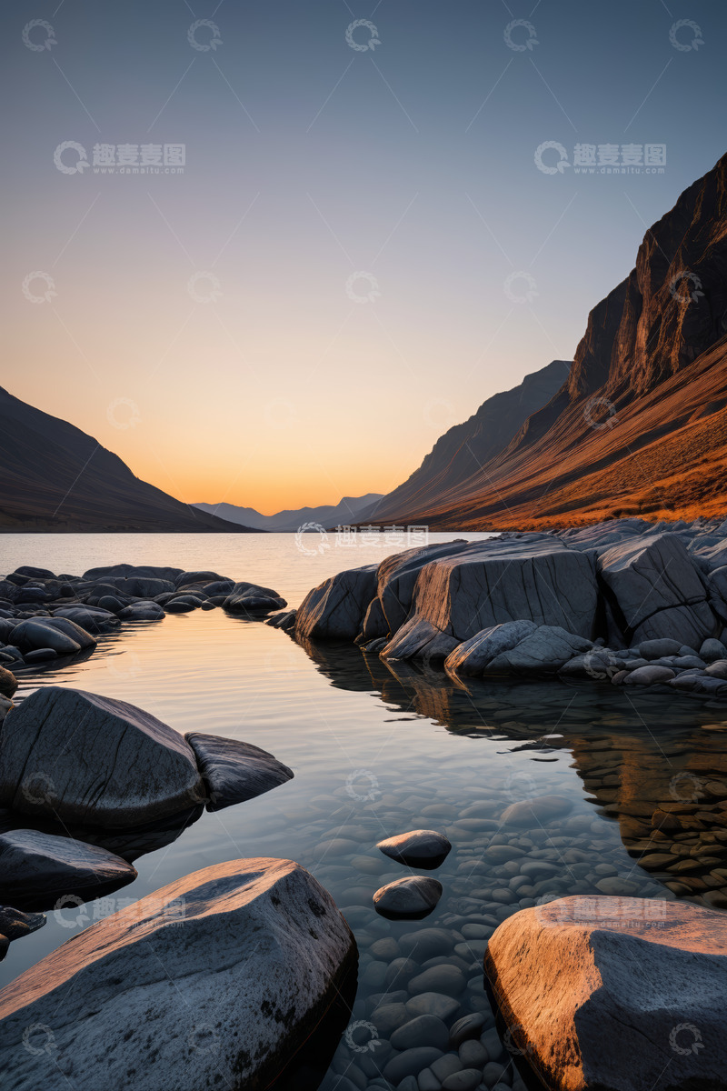 高清大图下载【趣麦麦图】湖畔黄昏山水自然风光