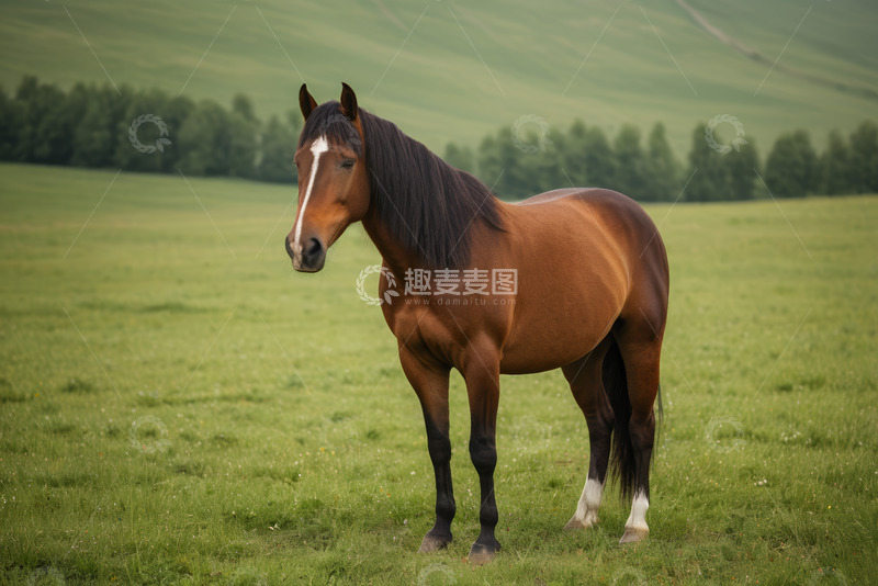 高清大图下载【趣麦麦图】草原上站立的骏马