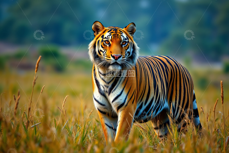 高清大图下载【趣麦麦图】草原上的老虎特写