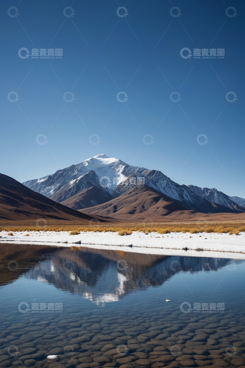高清大图下载【趣麦麦图】雪山湖泊自然风光全景