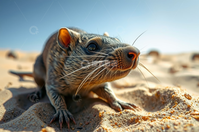 高清大图下载【趣麦麦图】沙漠中老鼠特写
