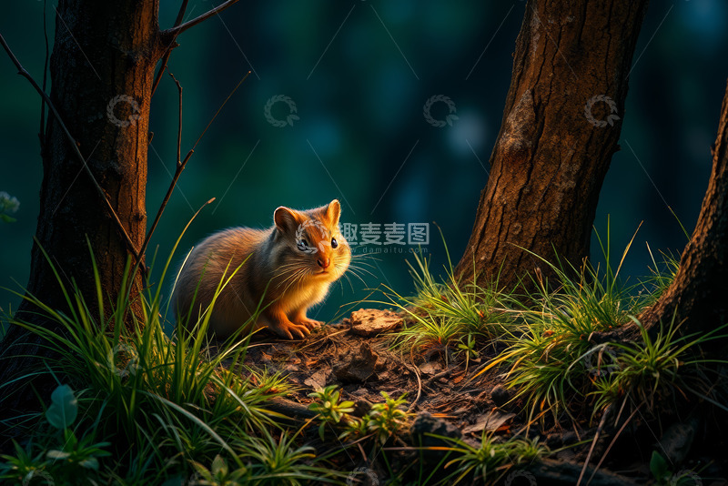 高清大图下载【趣麦麦图】森林中的松鼠特写