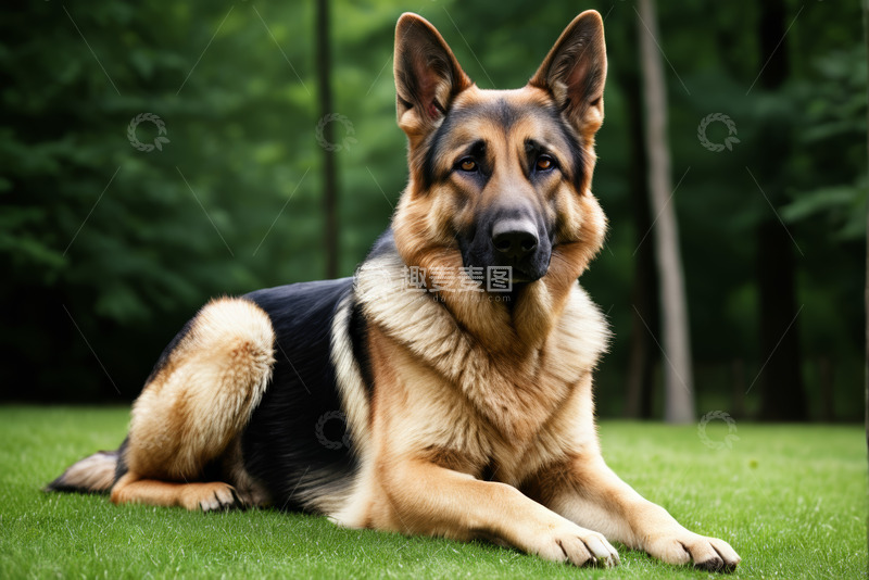 高清大图下载【趣麦麦图】草地中的德国牧羊犬