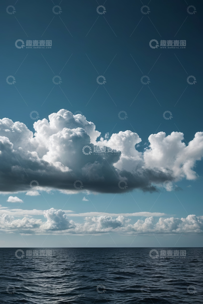 高清大图下载【趣麦麦图】海面上方的蓝天白云景象