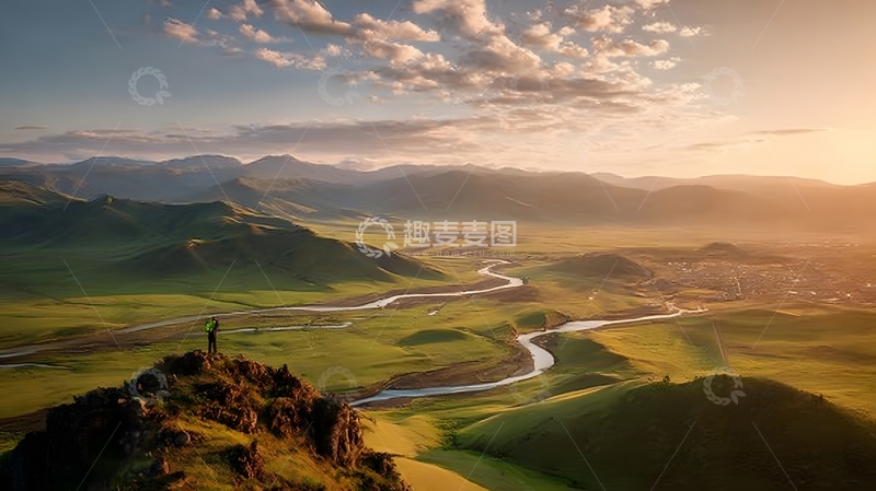 高清大图下载【趣麦麦图】山水风光壮丽日落航拍