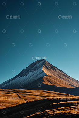 阳光下的雪山与草原风光
