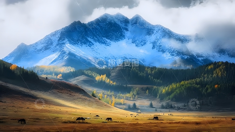 高清大图下载【趣麦麦图】雪山秋景风光摄影