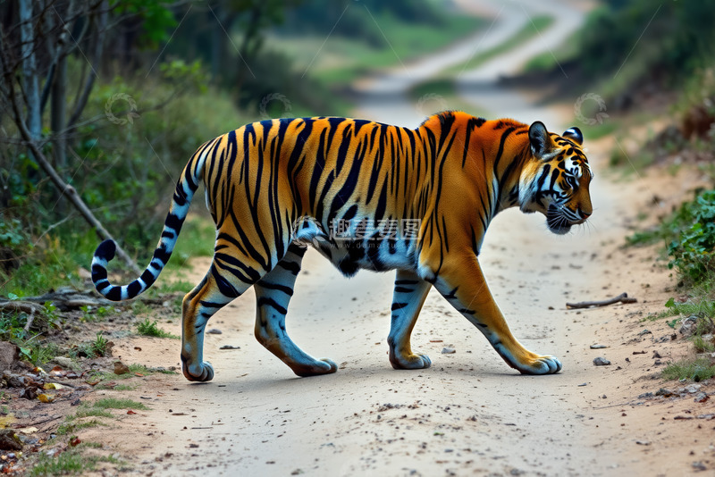 高清大图下载【趣麦麦图】野外行走的老虎