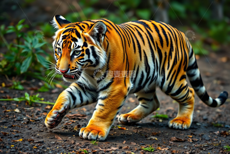 高清大图下载【趣麦麦图】行走中的老虎野生动物素材