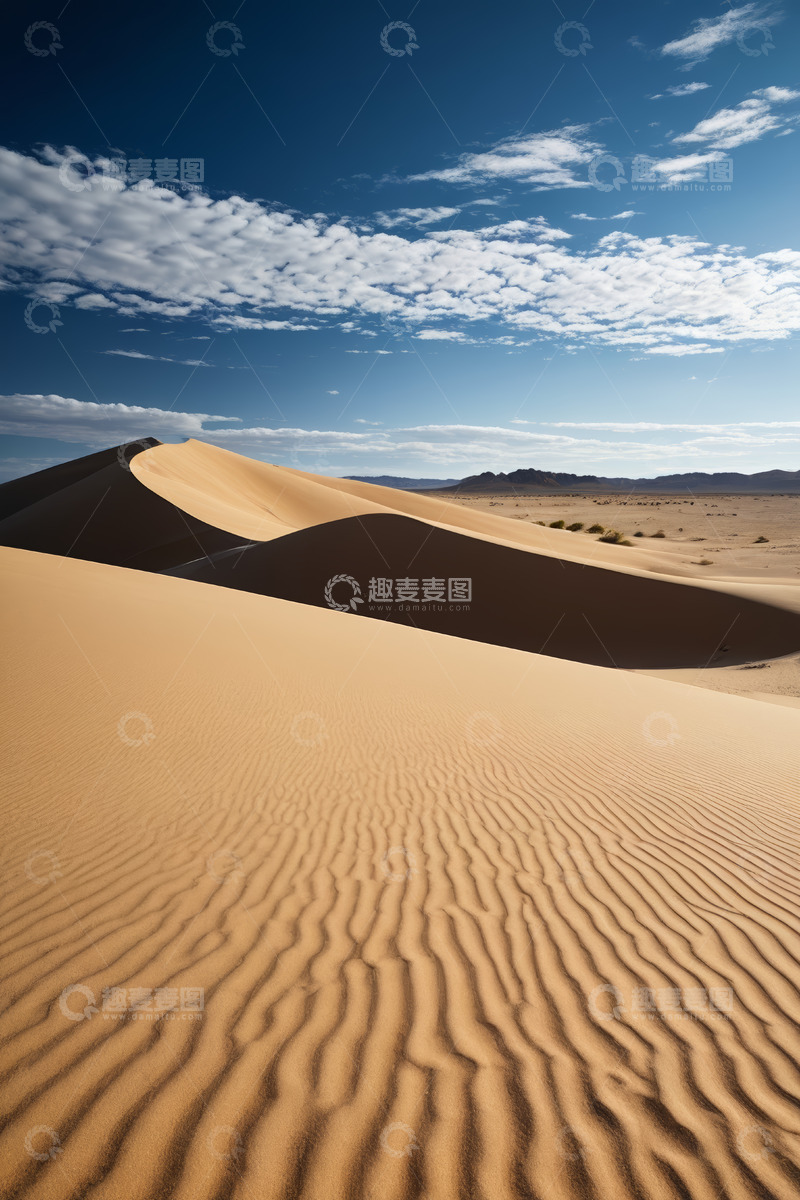 高清大图下载【趣麦麦图】广袤沙漠蓝天白云沙丘景观