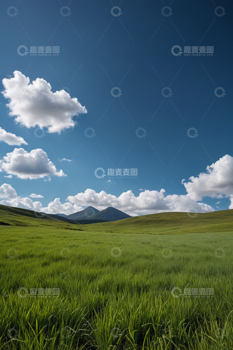 高清大图下载【趣麦麦图】广阔草原与蓝天白云风景