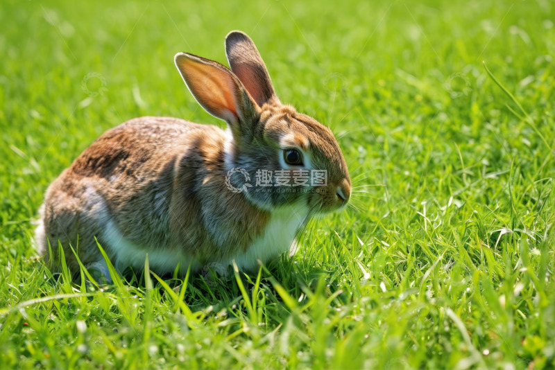 高清大图下载【趣麦麦图】草地上的棕色兔子