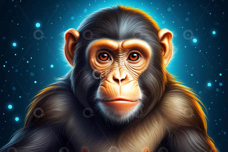 高清大图下载【趣麦麦图】黑猩猩特写肖像