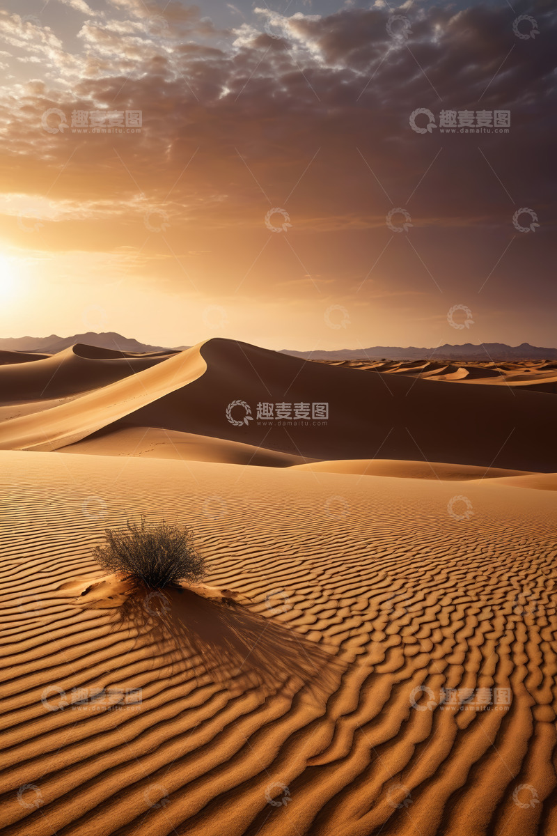 高清大图下载【趣麦麦图】沙漠日落时分沙丘景观